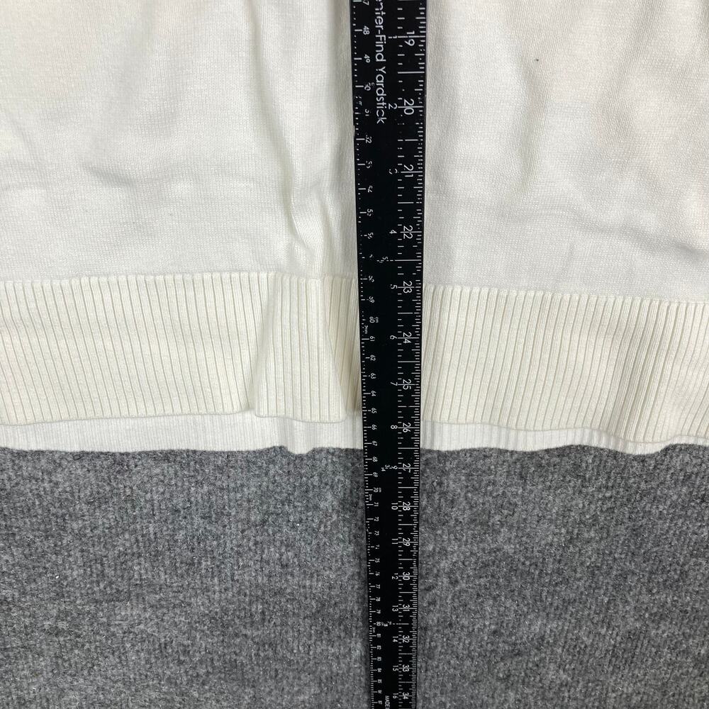 Tommy Hilfiger Sweater Mens L Cream Mock Neck Stripe‎ Logo Pullover - Picture 3 of 8